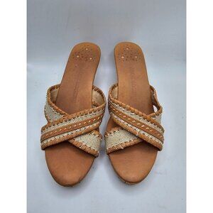 Women's Jack Rogers Wooden Criss Cross Slip on Sandals‎ Size 9M